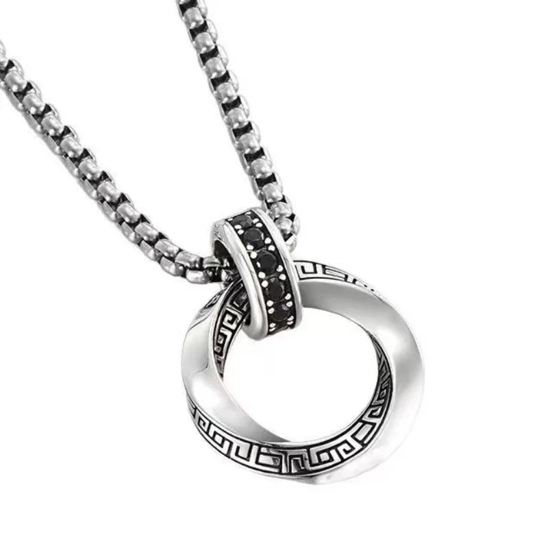 Sterling Silver Necklace Pendant for Women & Men Vintage Hip Hop Jewelry Gift