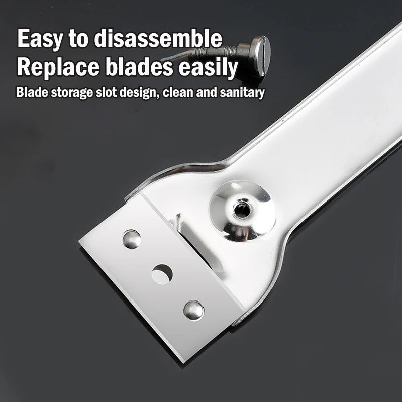 Stainless Steel Paint Scraper Tool with Replaceable Blades for Kitchen Glass Tile