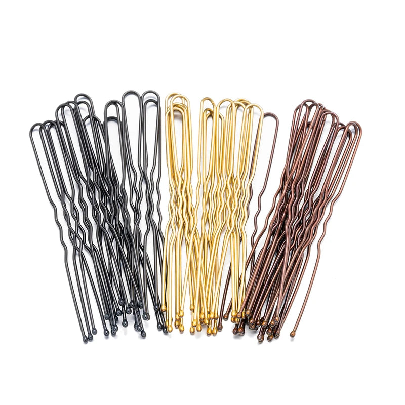 50Pcs Metal Waved U-Shaped Hair Pins for Women and Girls Hair Styling Accessories