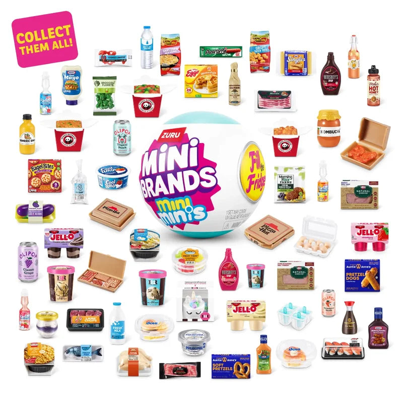 Mini Brands Fill the Fridge Miniature Collectible Toy Set – Surprise Mini Food & Kitchen Items