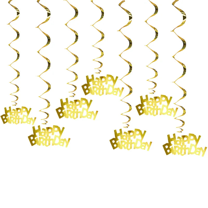 6-Piece Birthday Party Spiral Hanging Decorations PVC Garland Set for Venue Decor