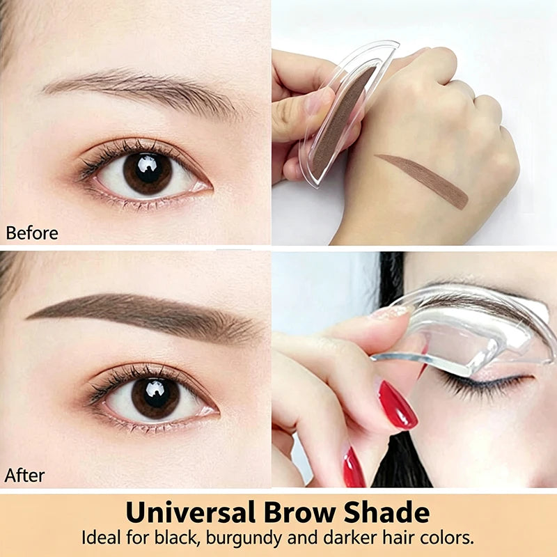 Eyebrow Powder Stamp Kit - Waterproof Natural Brow Makeup Palette with Stamp Applicator
