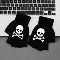 Halloween Knit Gloves with Skull Pattern for Boys & Adults - Warm Fall Winter Accessory