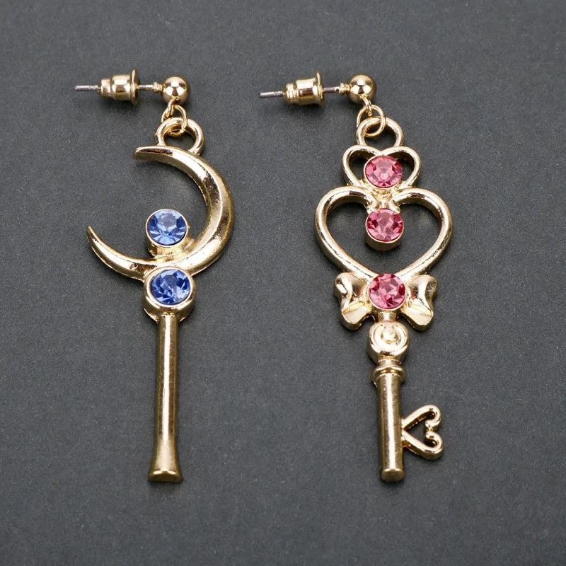 Asymmetrical Moon Heart Earrings for Girls - Birthday & Daily Accessories