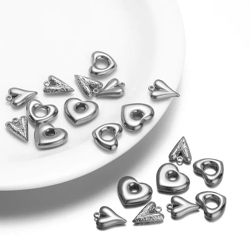 5pcs Stainless Steel 18K Gold Color Heart Pendant for DIY Jewelry Making