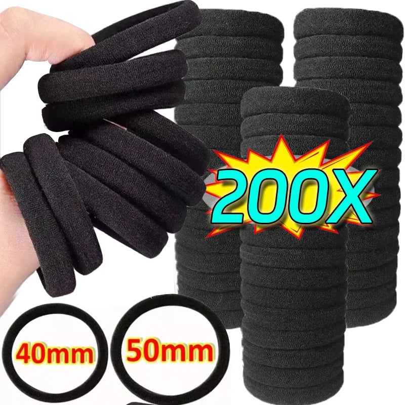 High Elastic Black Hair Bands for Women - Durable Ponytail Holders & Headbands