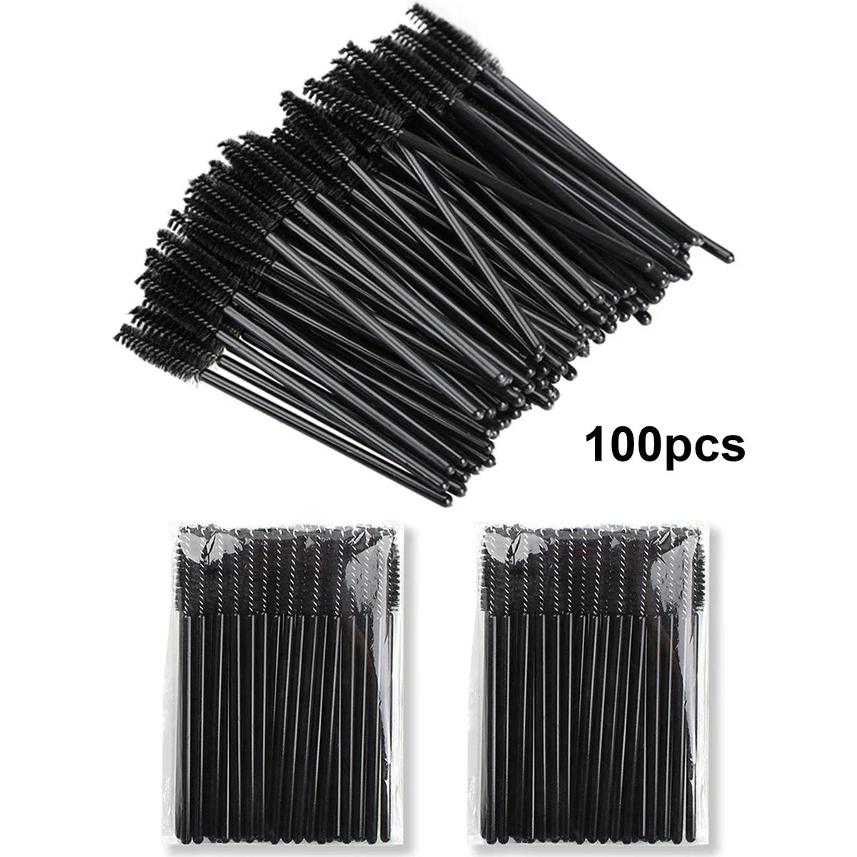 Disposable Eyelash Brushes Spoolies Micro Lash Mascara Wands 100pcs - Various Colors