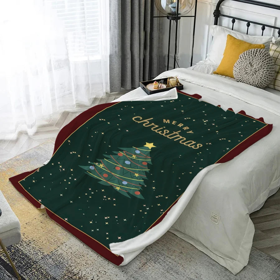 Soft Microfiber Christmas Snowflake Throw Blanket for Sofa & Bedroom