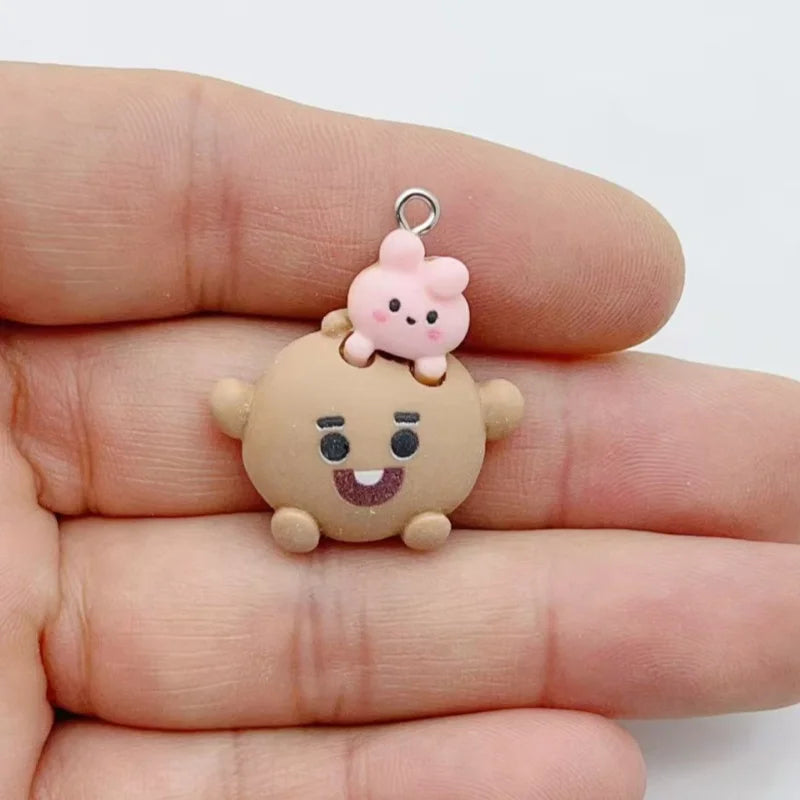 Kawaii Bunny Dog Charm Set for Jewelry Making & Crafts - 10 pcs