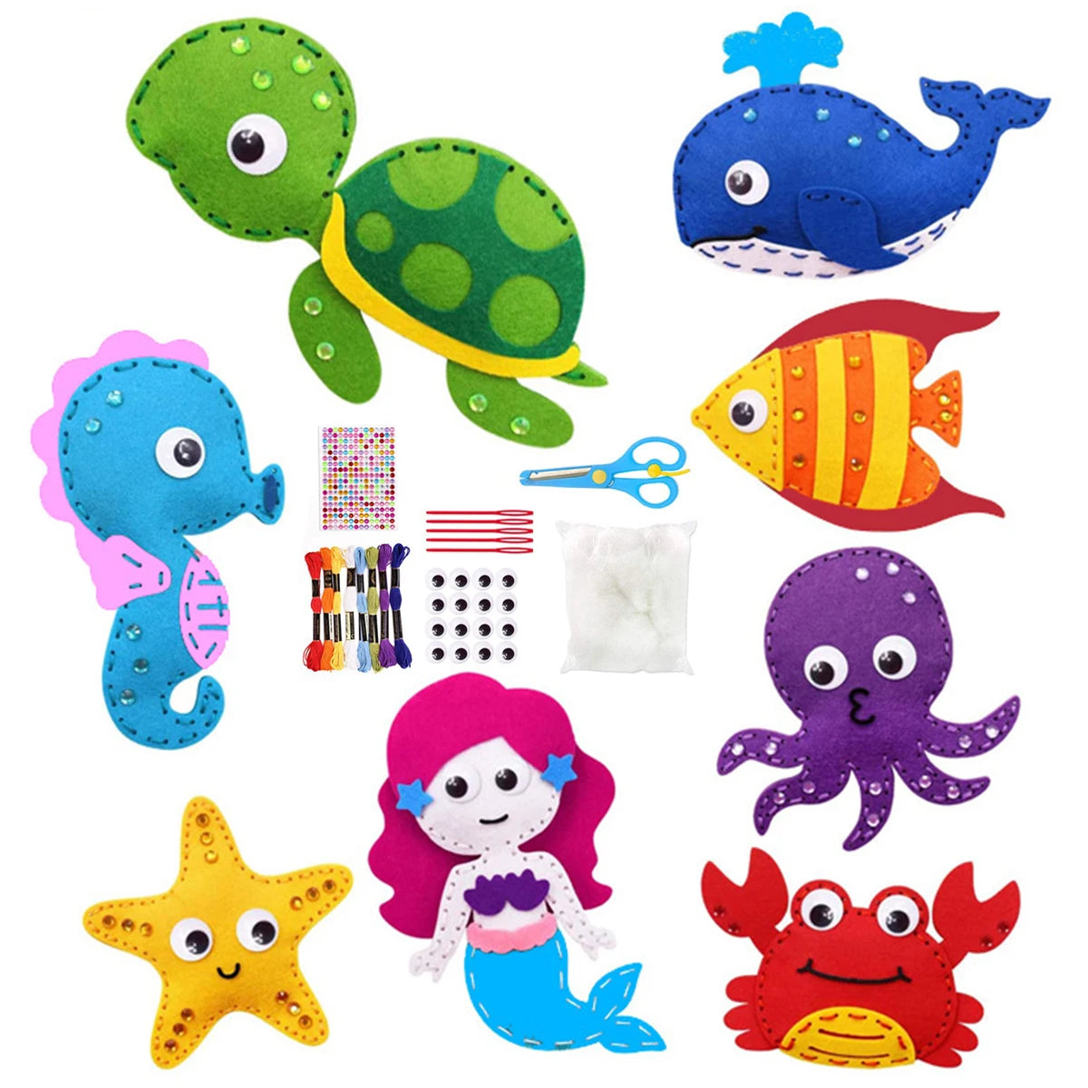 Kids Sewing Craft Kit Woodland Animals DIY Felt Plush Toys Educational Art Set
