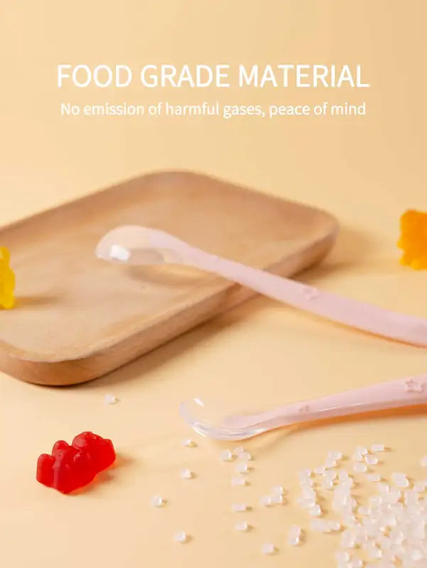 Baby Silicone Spoon Set with Star Pattern - Large & Small Training Spoons for Safe Eating
