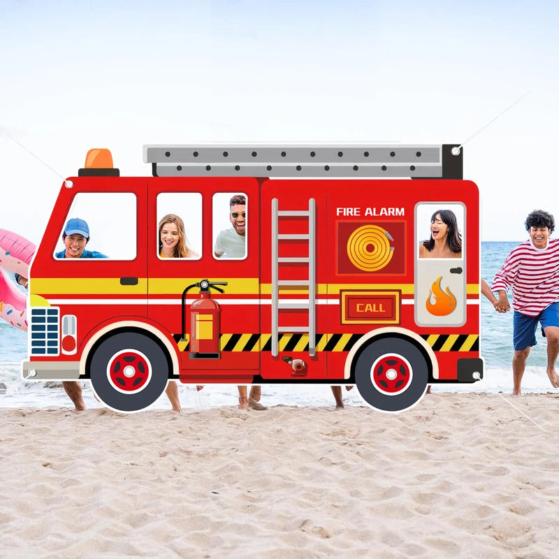 Fire Truck Hollowed Out Photography Props for Fireman Theme Birthday Party Decor