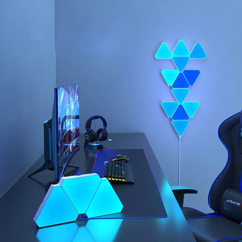 RGB LED Triangular Wall Lamp for Bedroom Office Decor - Smart Pickup Rhythm Light