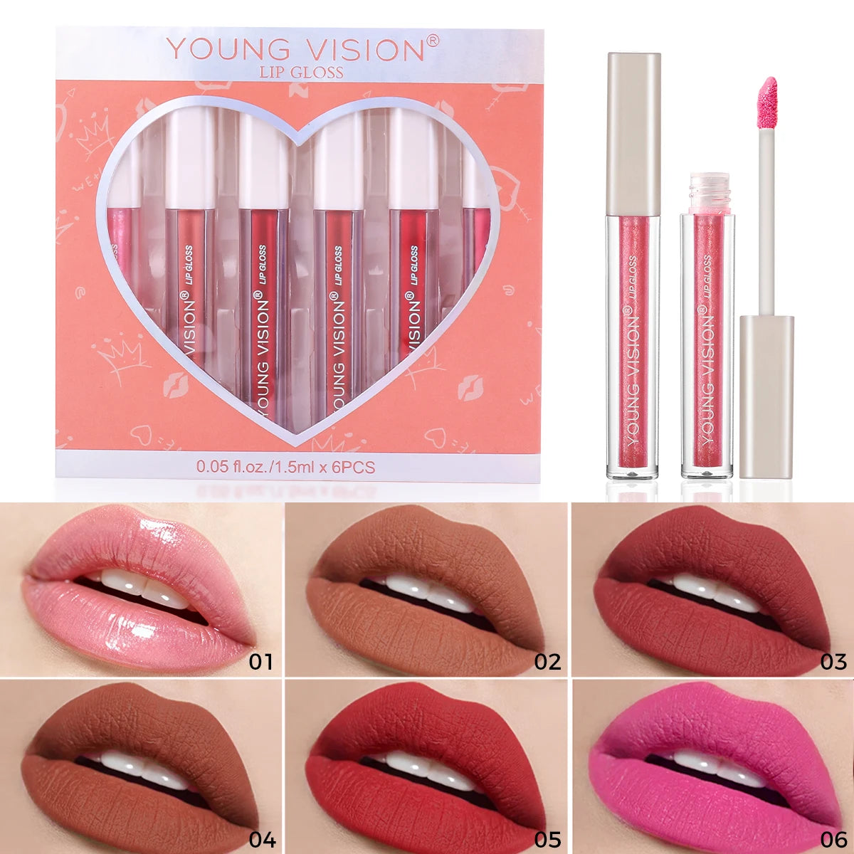 Matte Lip Gloss Set 6-8 Colors Waterproof Anti-Sweat Non-Stick Lipstick