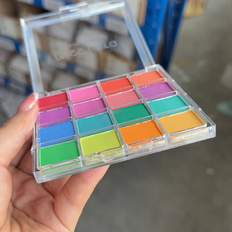 Nail Art Powder Palette 16 Grids Matte Rubbing Nail Deco for Manicure