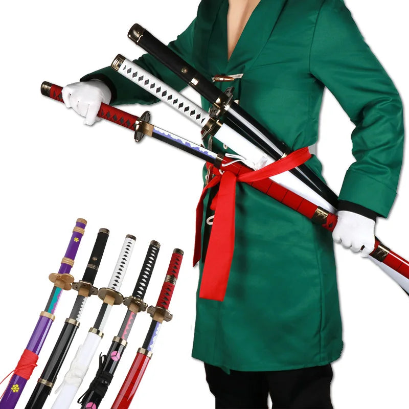 3-Piece Anime Katana Sword Set for Cosplay & Display - Light Bamboo Blades
