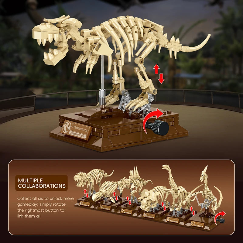 Dinosaur Fossil Building Blocks Set - Educational STEM Toy for Kids, Home Decor