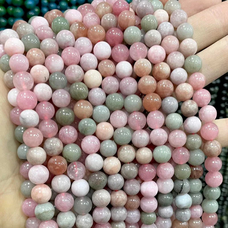 Multicolor Natural Stone Jade Chalcedony Beads for Jewelry Making - 6mm 8mm 10mm