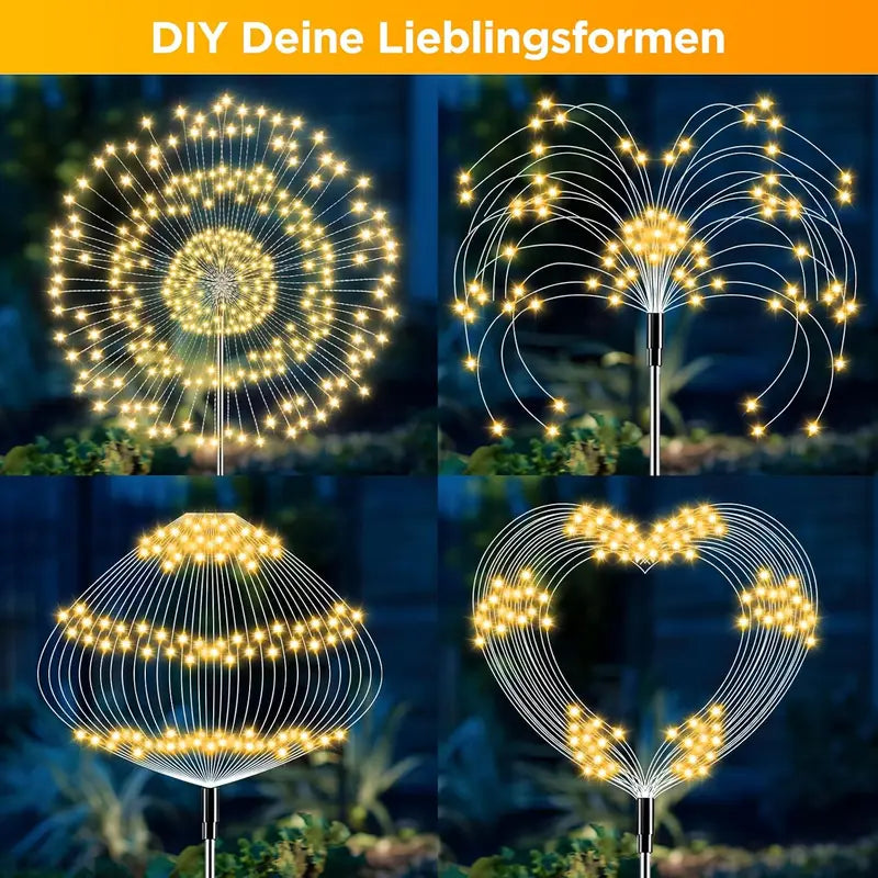 Solar Garden Dandelion Lights with Firework Effect - Waterproof Outdoor LED Stake Lighting