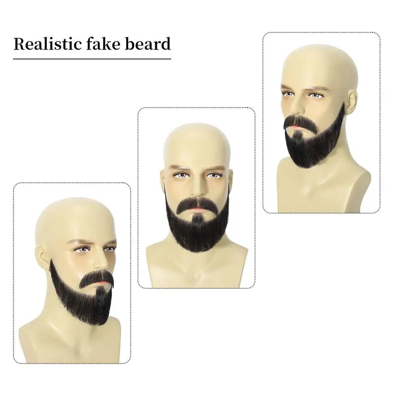 Realistic Full Beard with Human Hair for Costumes and Cosplay - Large Size