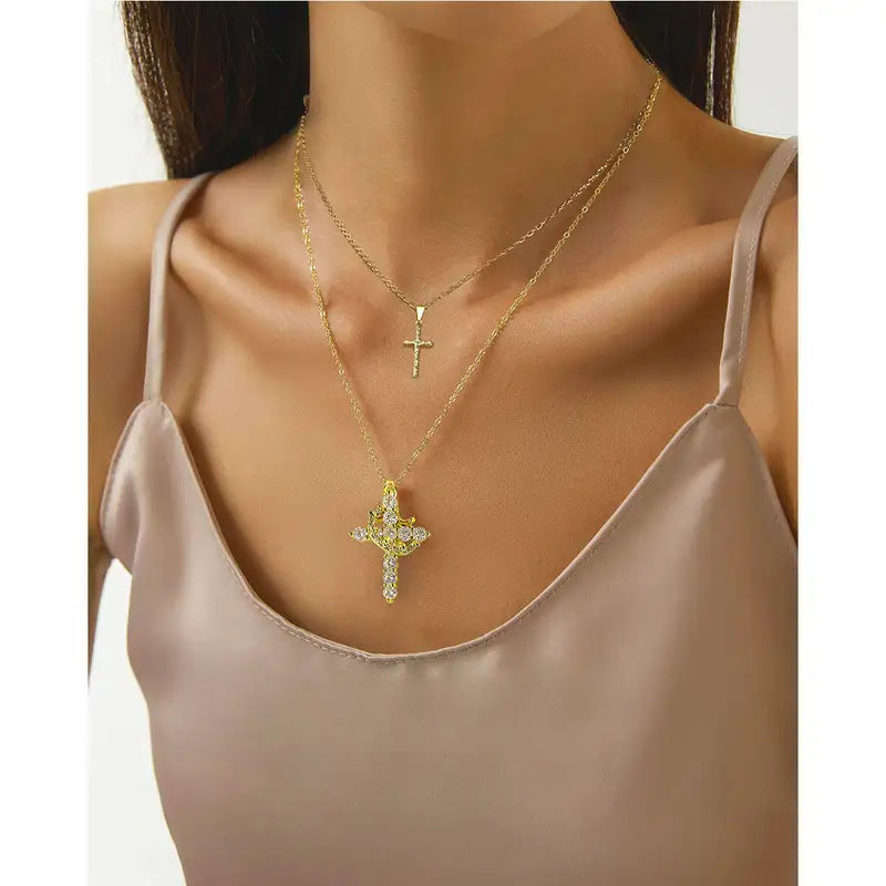 Layered Letter and Cross Necklace for Women Girls - Stylish Pendant Jewelry