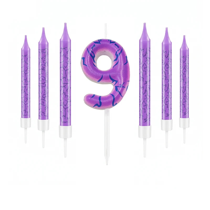 7-Piece Purple Disco Themed Birthday Candle Set for Cake Decorations