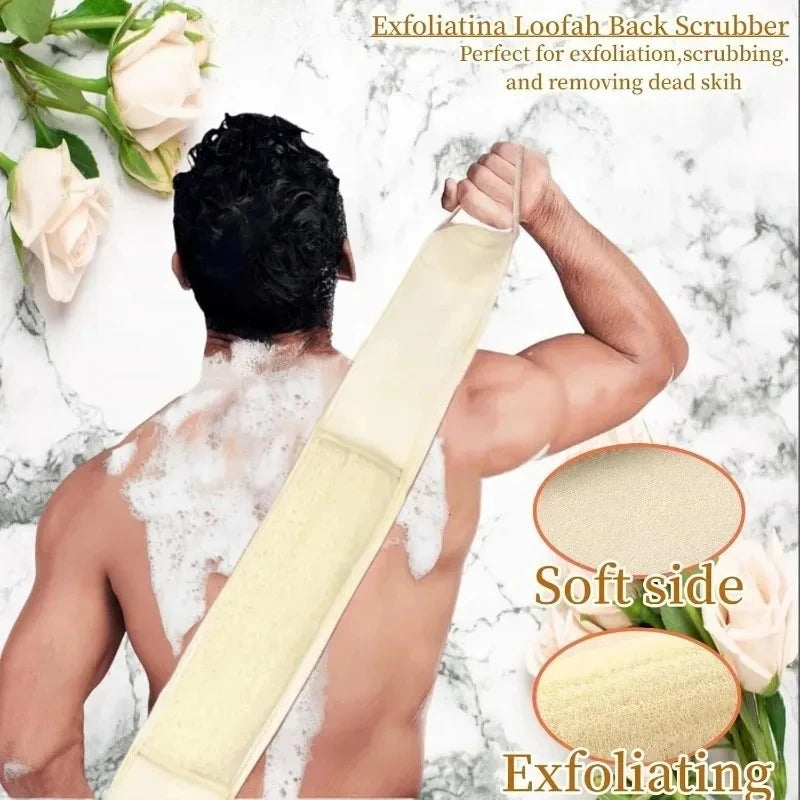 Natural Loofah Bath Sponge with Long Handle for Back Scrubbing