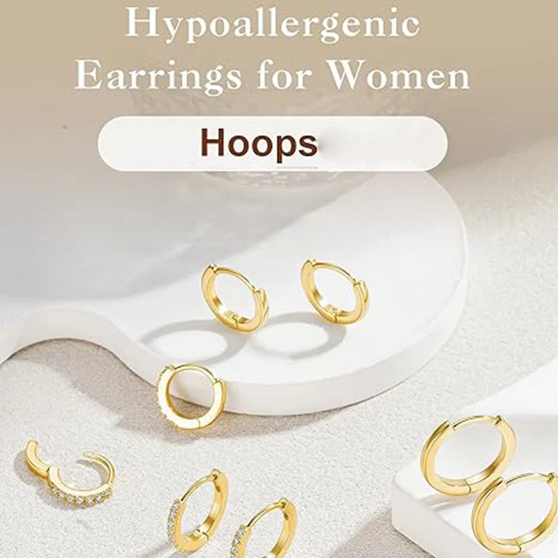 Sterling Silver Hoop Earrings for Women Men Micro Pave CZ Minimalist Huggie Jewelry
