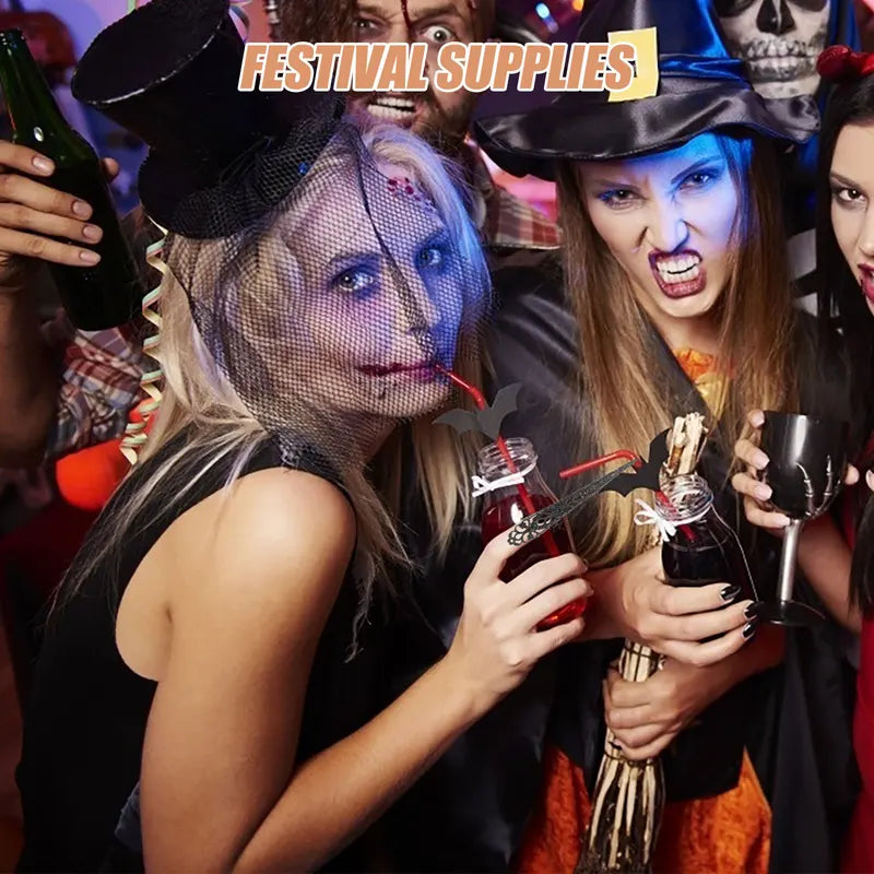 Long Artificial Nail Tips with Metal Claws for Halloween & Cosplay - 10PCS