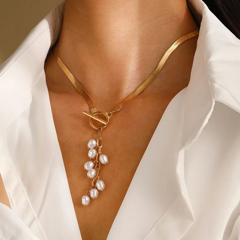 Pearl Tassel Snake Bone Necklace for Women - Personalized Party Jewelry