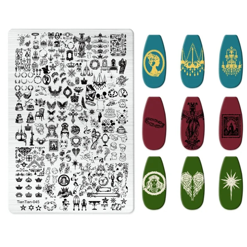 Halloween Nail Stamping Plates Skull Bat Design for Manicure Nail Art Stencil