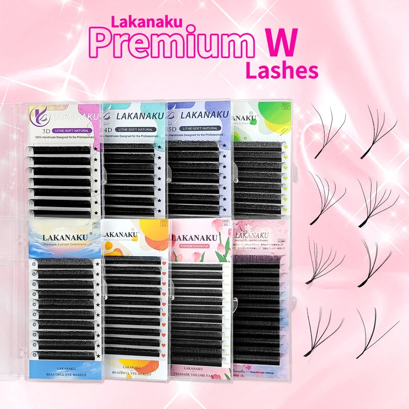False Eyelash Extensions Volume Fans - Natural Soft Light W Style Bloom Lashes