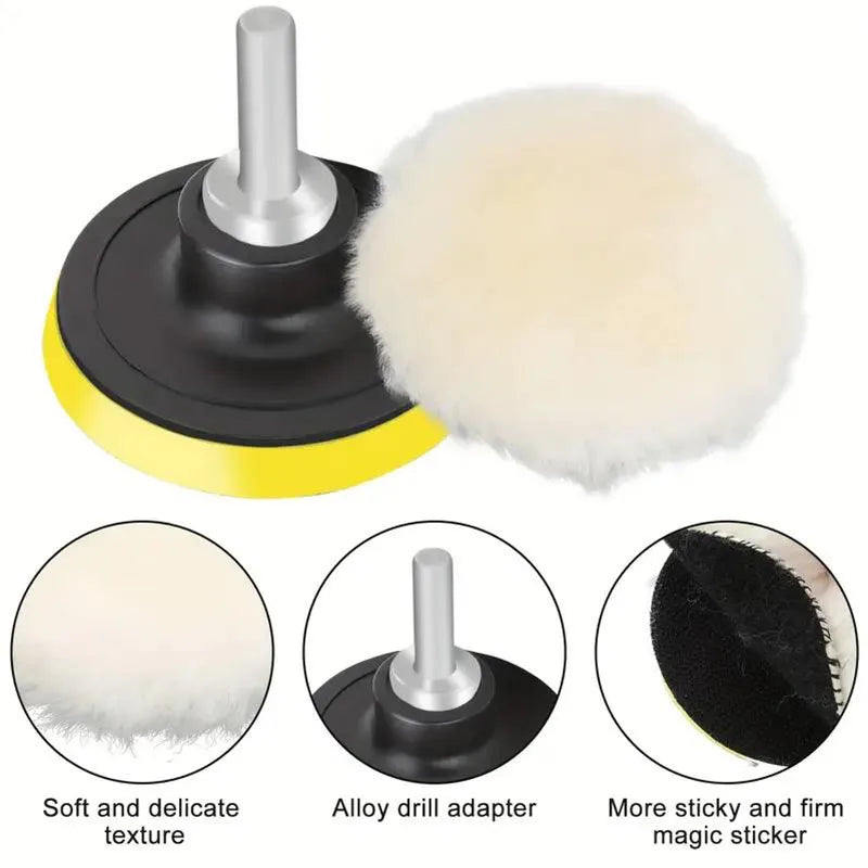 Car Polishing Wool Pads Set - 3 to 7 Inch Buffing Wheel Pads for Auto Paint Care