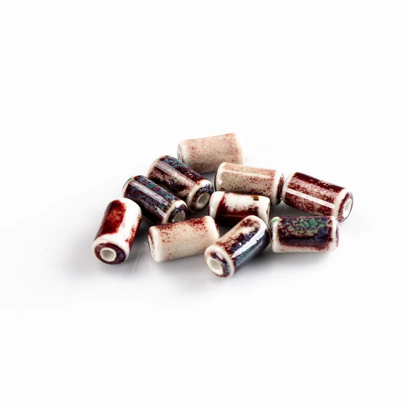 Multicolor Cylindrical Ceramic Beads for Jewelry Making 17mm DIY Craft Supplies