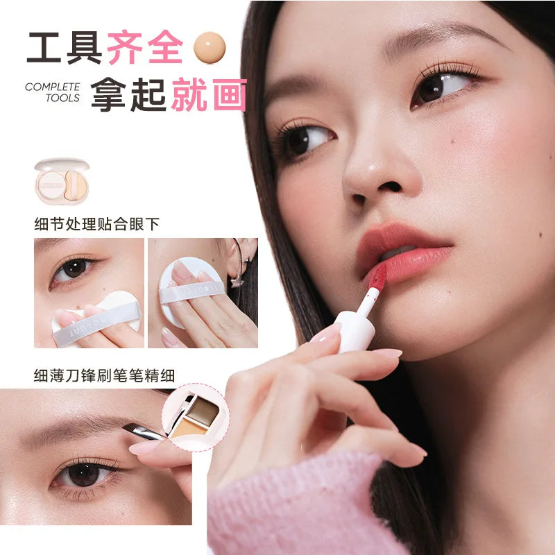 Multifunctional Facial Powder Compact with Lipstick and Eyebrow Cosmetics