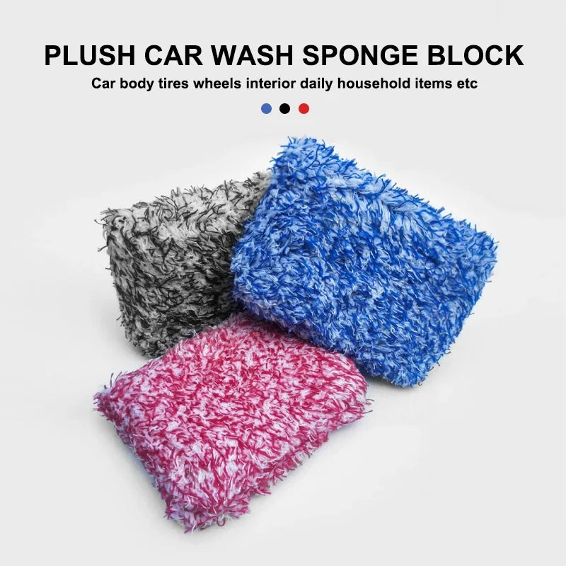 Microfiber Car Wash Sponge Block - Soft Detailing Cleaning Tool for Vehicles