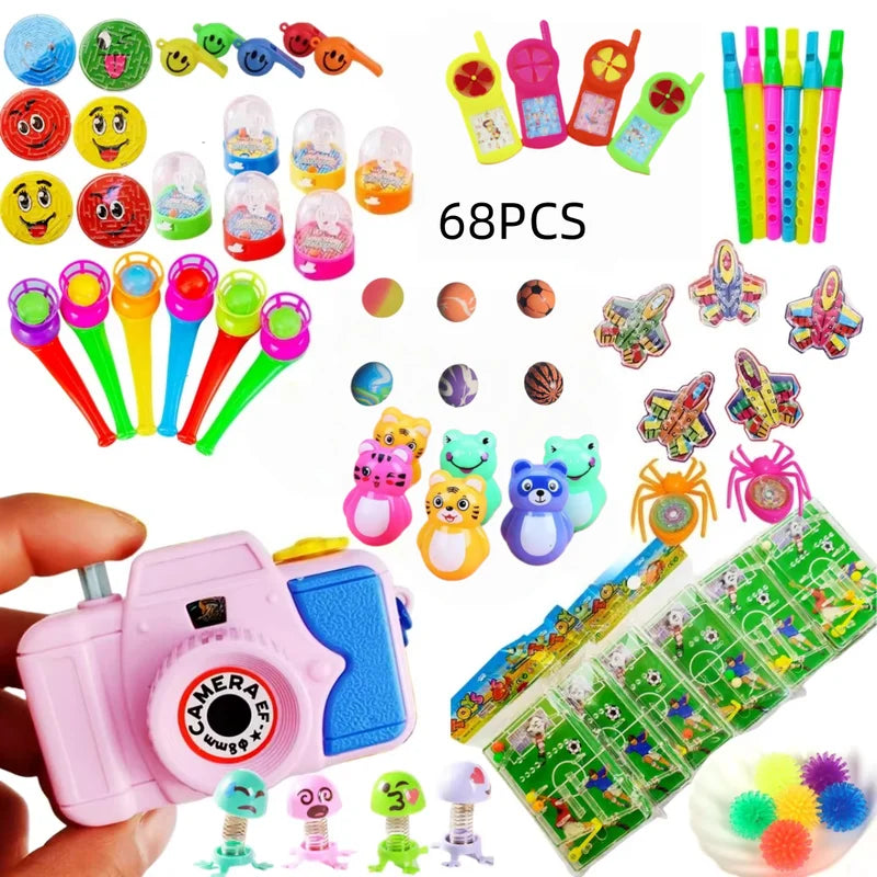Kids Birthday Party Favors Set - 68 Plastic Toys for Halloween Carnival