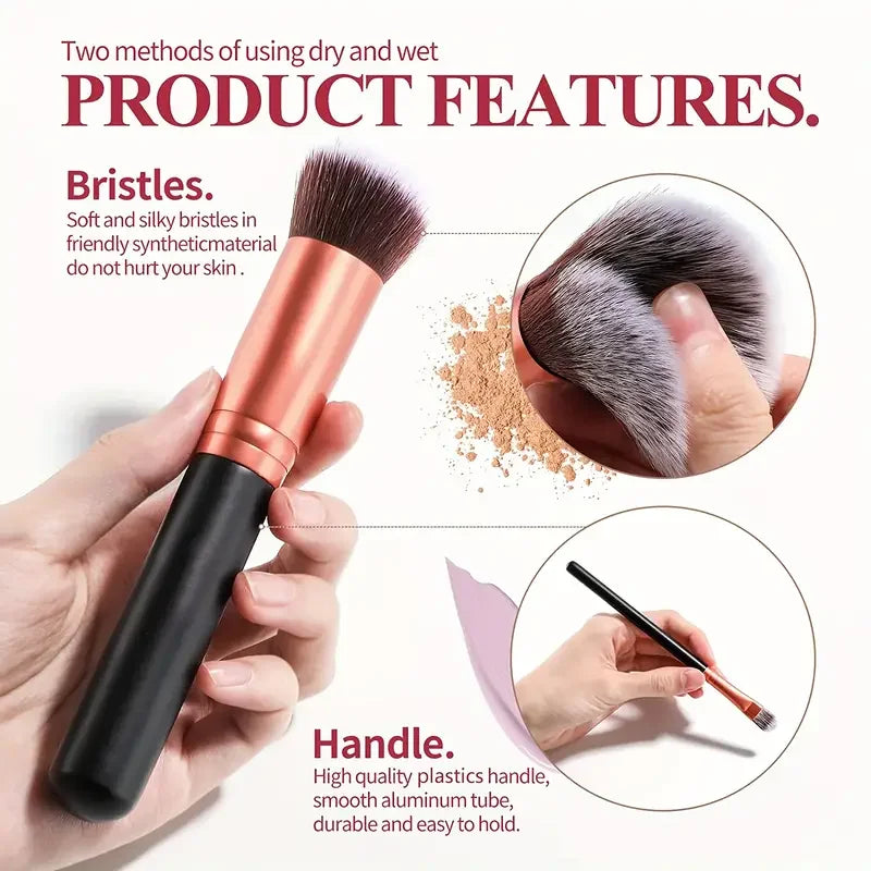 14-Piece Makeup Brush Set with Hypoallergenic Nylon Bristles & Colorful Handles