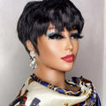 Brown Short Pixie Wig Human Hair for Black Women with Bangs - Brazilian Style