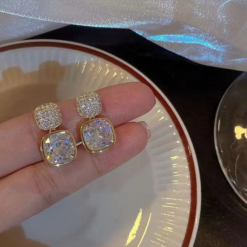 Colorful Zircon Ear Stud Earrings for Women Jewelry Party & Daily Wear
