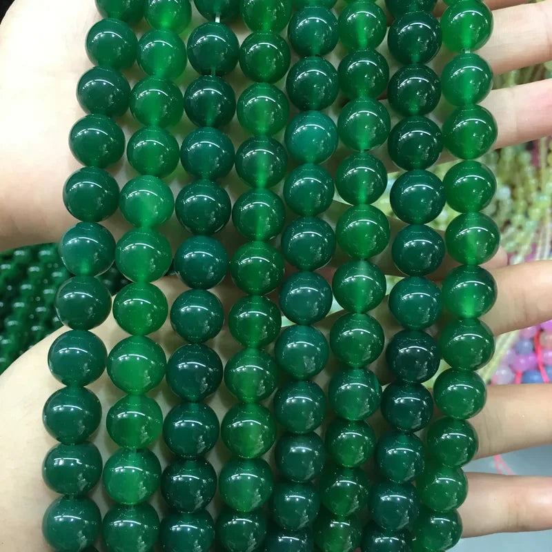 Natural Stone Beads Green Agate Round Loose Beads for Jewelry Making 4-12mm