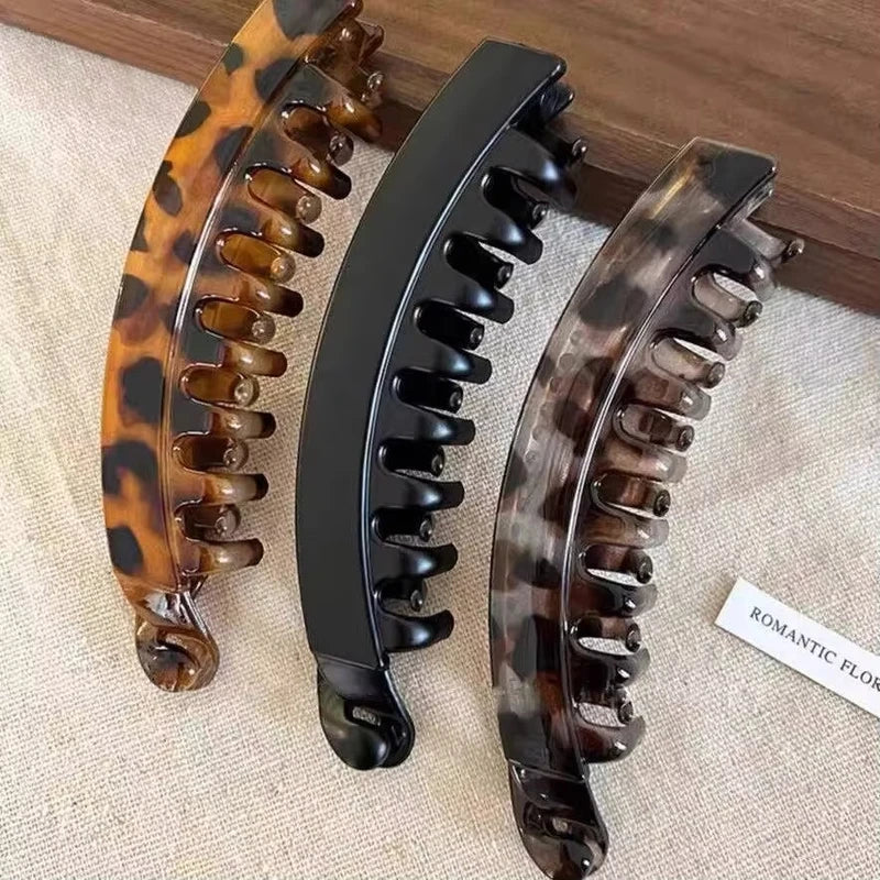 Tortoiseshell Banana Hair Clip Fish-Shaped Hairpin for Women Hair Accessories