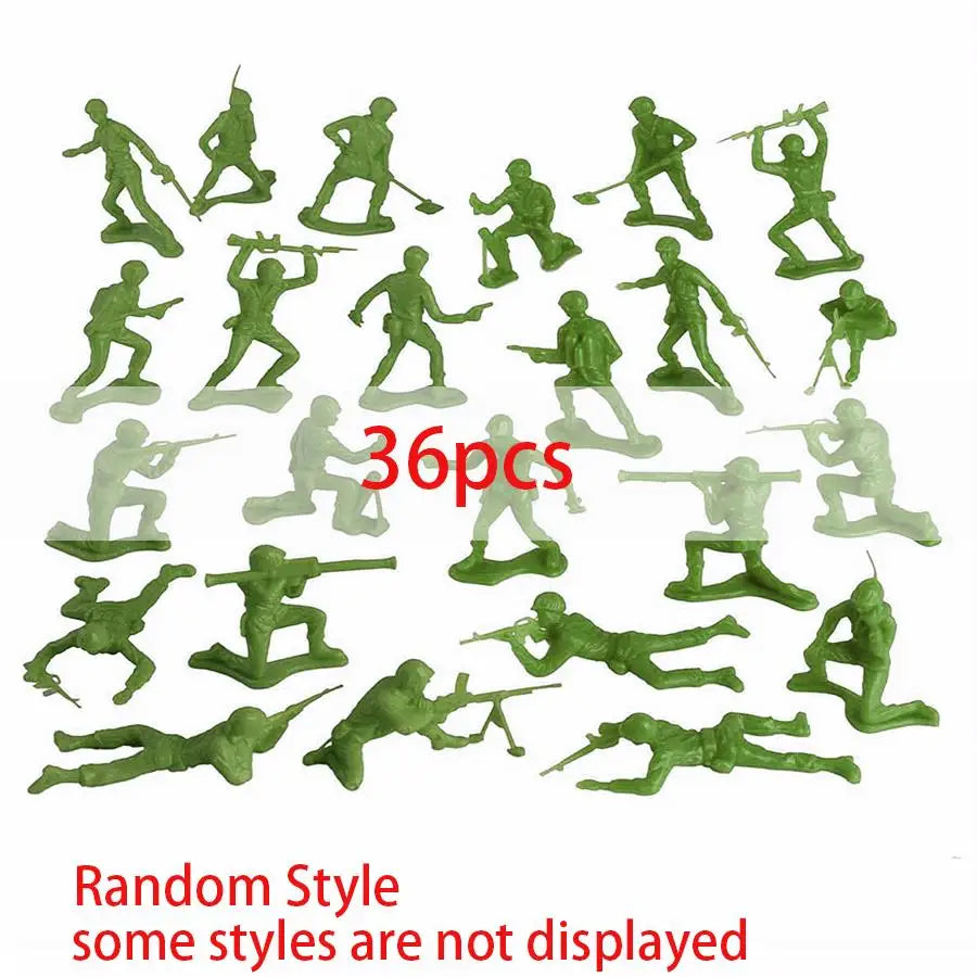 36/72pcs Green Plastic Soldier Mini Figures for Scene Building Creative Military Action Models