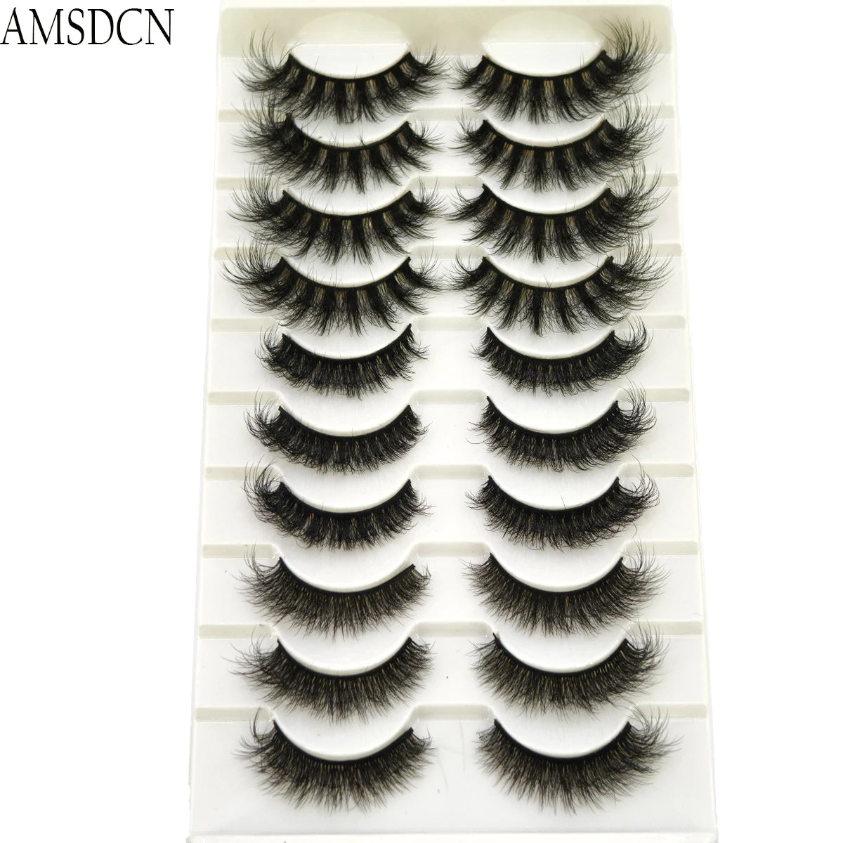 10 Pairs Fluffy Mink False Eyelashes - Natural Dramatic Look, Wispy & Long
