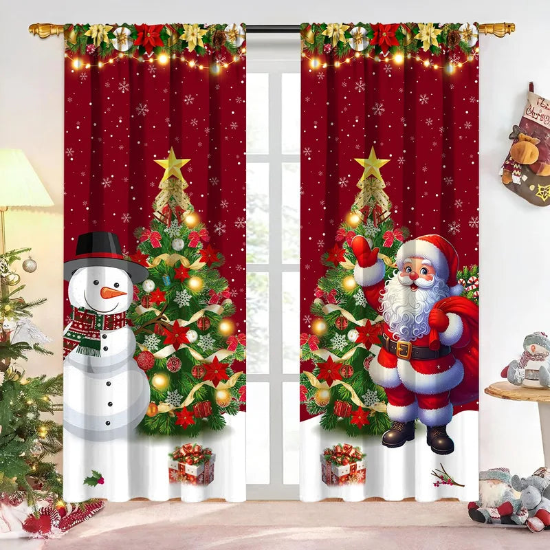 Christmas Curtain Decorations for Holiday Home Decor - 1/2pcs Xmas Window Ornaments