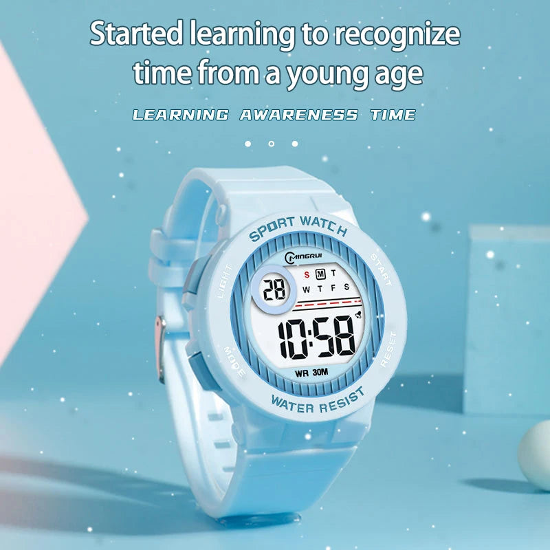 Children's Waterproof LED Alarm Clock with Night Light & Fashionable Color Options