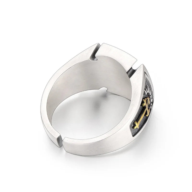 Retro Cross Ring for Men and Women Silver Punk Gothic Adjustable Jewelry