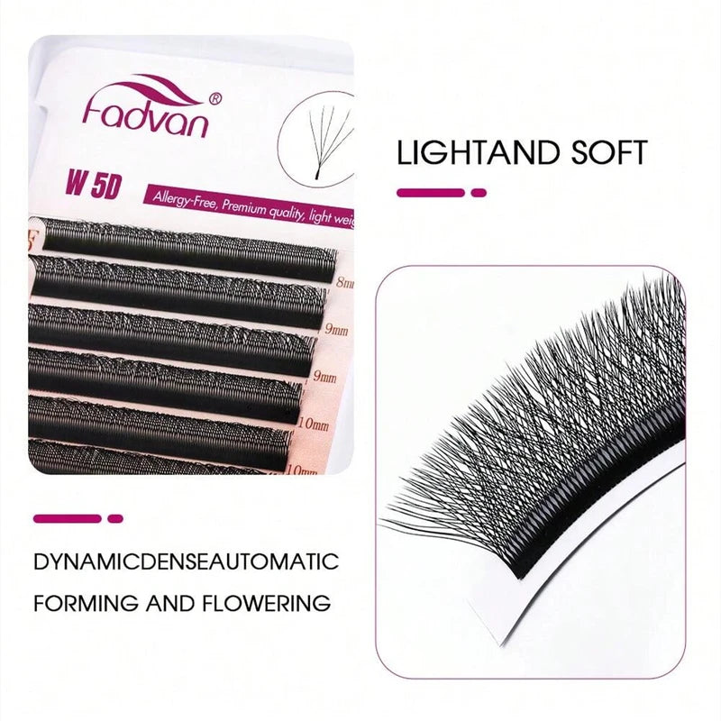 Lightweight 5D W-Shaped Faux Mink Eyelash Extensions - Premade Volume Fans