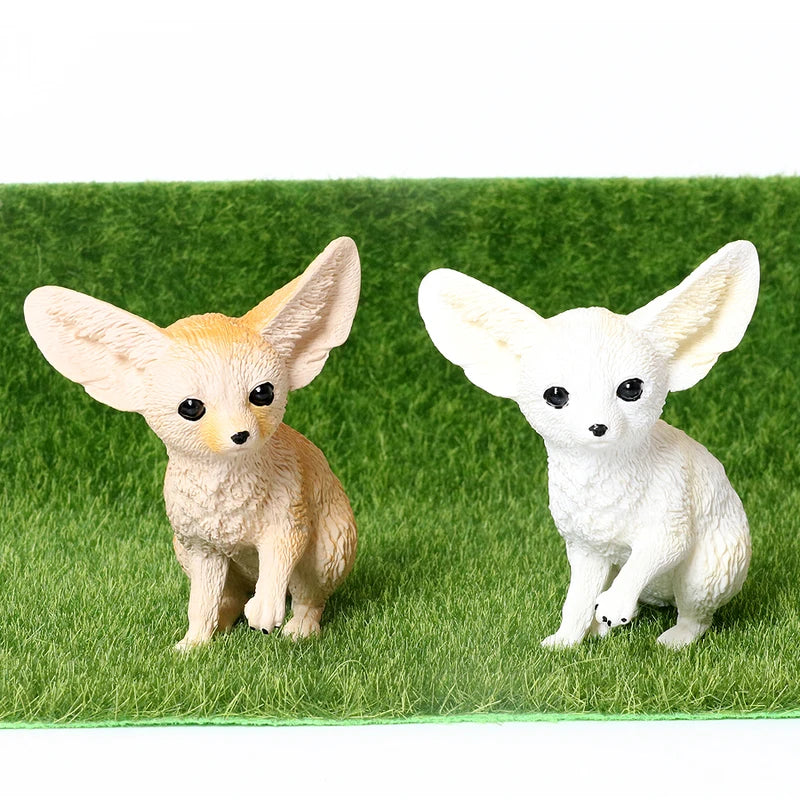 Hand-Painted Woodland Animal Figurines Set - Realistic Fennec Fox, Arctic Fox, Tanuki Cat Miniatures for Kids & Educational Play