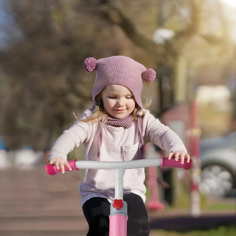Kids 12-inch Pink and White Balance Bike with EVA Wheels - Lightweight & Adjustable